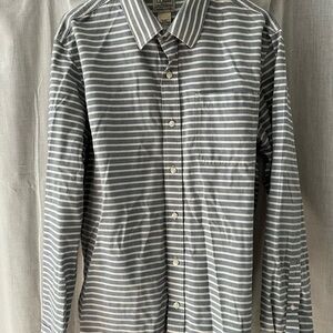 L.L. Bean Men's Blue and White Striped Shirt